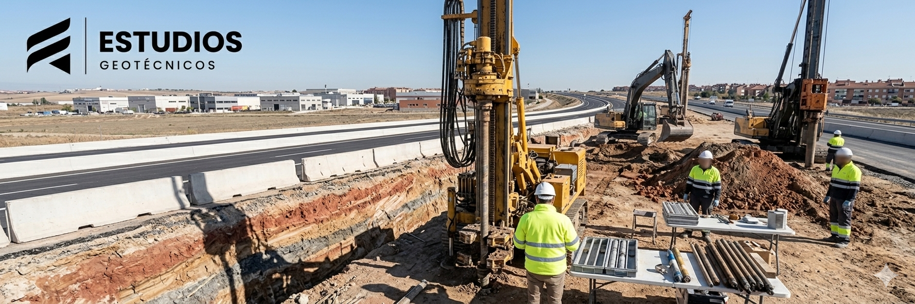 El estudio geotécnico obras públicas caracteriza el subsuelo a lo largo de un corredor de infraestructuras